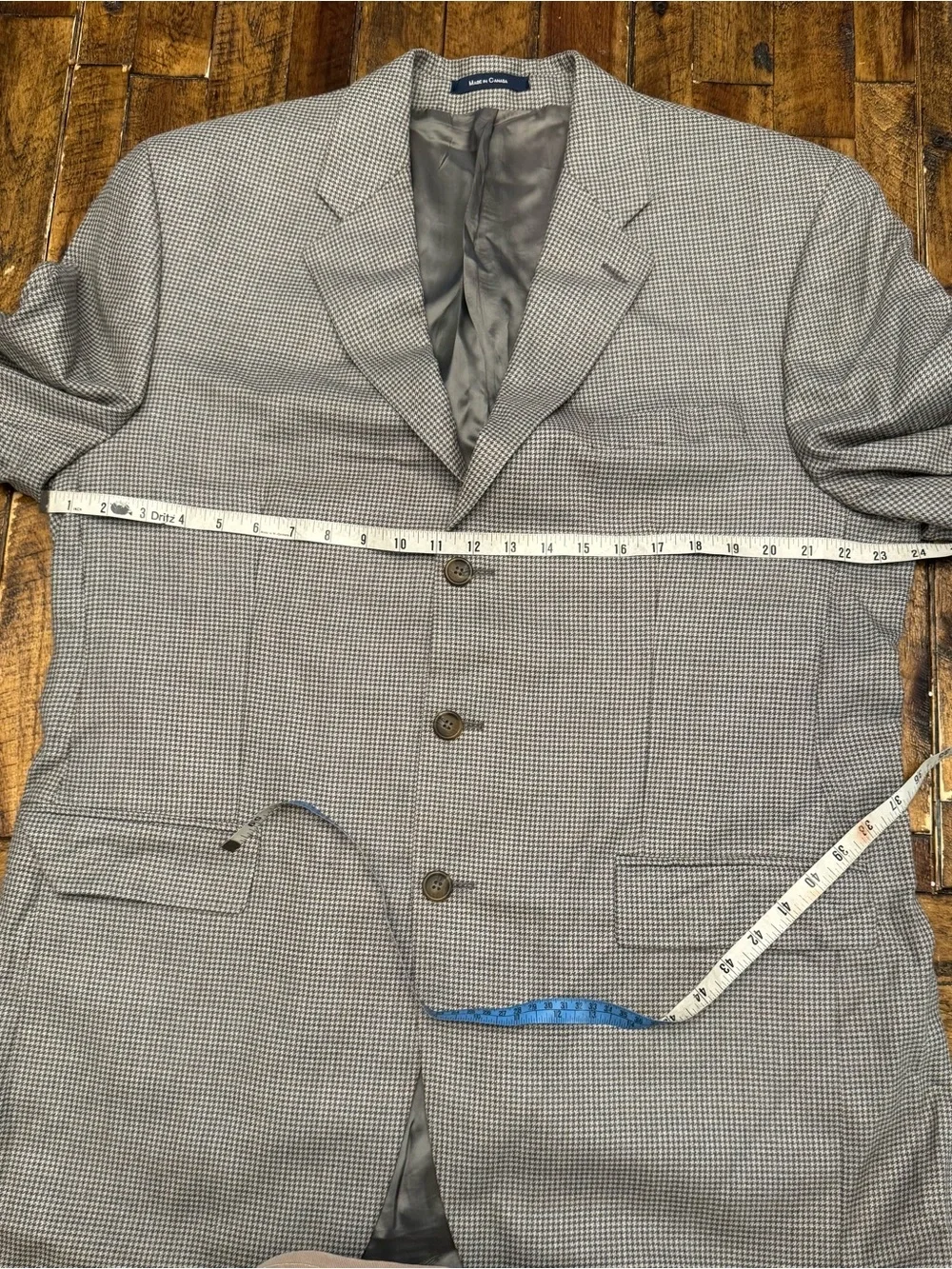 Chaps Ralph Lauren Vintage Houndstooth Sport Coat Blazer 3-Button Made in Canada